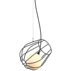 Image of Italux Lighting - Italux Lemon balm - Modern Hanging Pendant Black 1 Light with Black, White Shade, G9