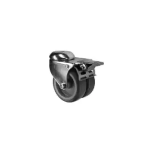 Image of Braked Swivel Bolt Hole 75MM Twin Rubber