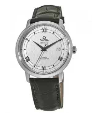 Image of Omega De Ville Prestige Co-Axial 39.5mm Silver Patterned Dial Leather Strap Mens Watch 424.13.40.20.02.006 424.13.40.20.02.006