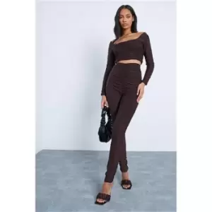 I Saw It First Chocolate Full Ruched High Waisted Leggings - Brown