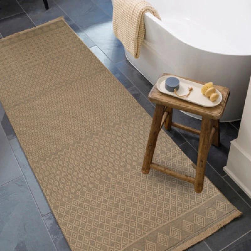 Image of Livabliss Cottage Tan Machine Washable Jute Kashvi Runner Rug 79 X 220 Cm - Easy Care, Non Shedding, Ideal For Hallway Or Beside The Bed