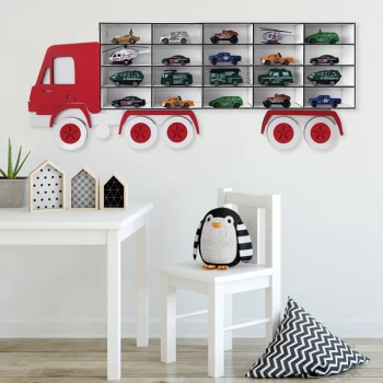 Image of Kamyon - White, Red White Red Decorative MDF Wall Shelf