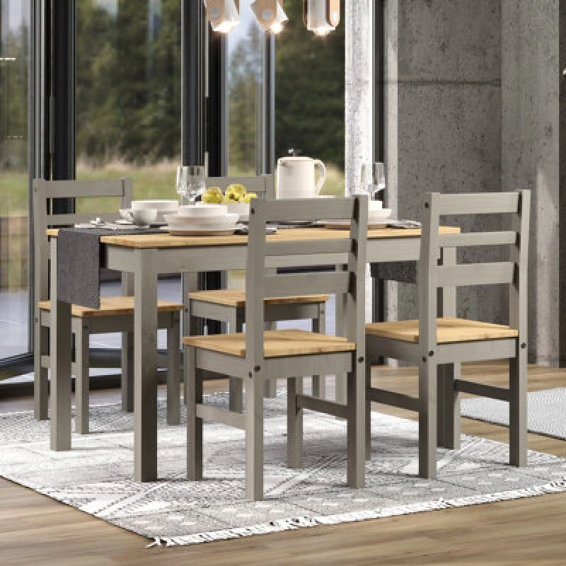Image of Core Products Grey Corona Linea Table And 4 Chair Dining Set, Grey CRGTB5SET3