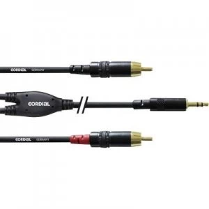 Image of Cordial Audio/phono Adapter cable [1x Jack plug 3.5mm - 2x RCA plug (phono)] 6m Black