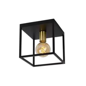 Image of Lucide Ruben Modern Flush Ceiling Light 1xE27 Black