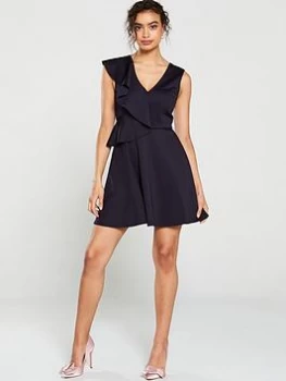 Image of Ted Baker Lantaa Ruffle Detail Skater Dress, Navy, Size 1=8, Women