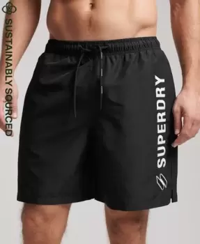 image of Superdry Mens Code Applique 19" Swim Shorts Black - Size: S