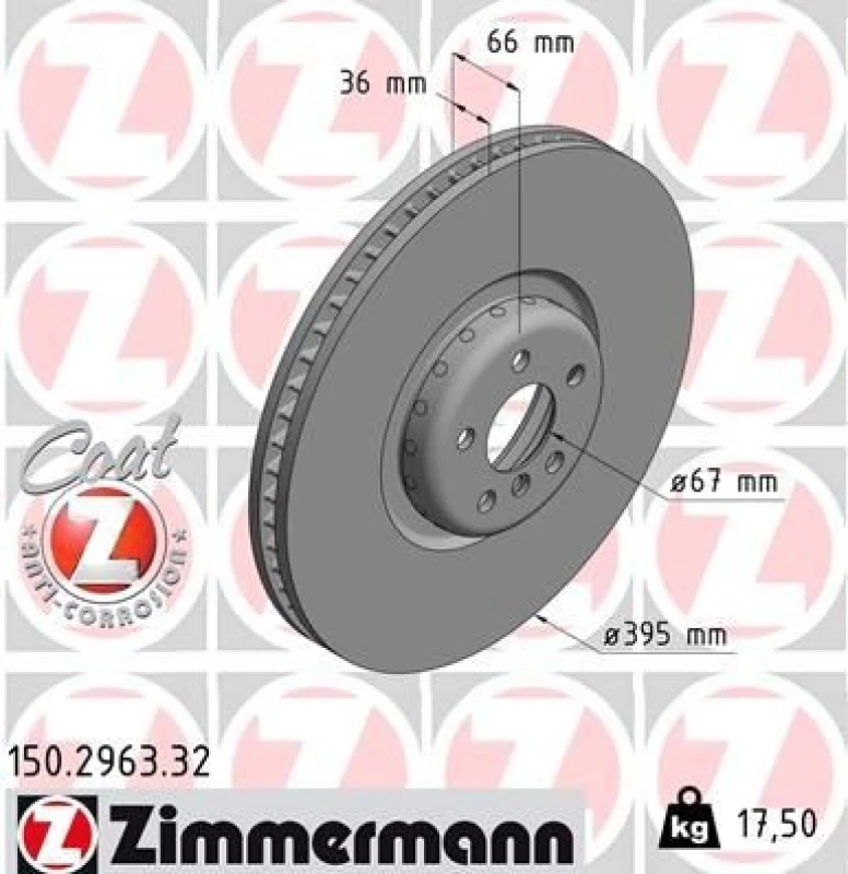 Image of ZIMMERMANN Brake disc ZIMMERMANN 150.2963.32