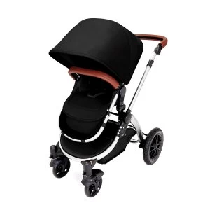 image of Ickle Bubba Stomp V4 i-Size Travel System with Isofix Base - Midnight on Chrome with Tan Handles