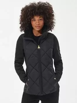 Image of Barbour International Strada Quilted Sweat Jacket - Black, Size 14, Women