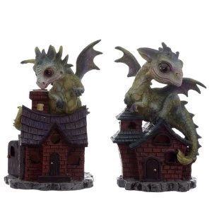 Image of Cute Green Baby Dragon on Cottage (1 Random Supplied)