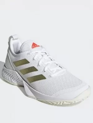 image of adidas Apac Halo Womens Multi-court Tennis Shoes, Grey/Gold, Size 5.5, Women