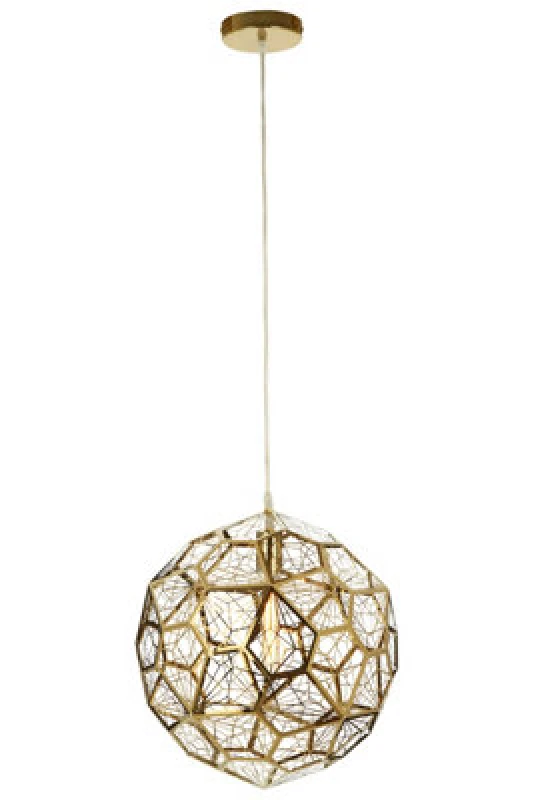 Image of Orsina Titanium Stainless Steel Pendant Lamp, Gold Finish Geometric Ceiling Light, Single Bulb Fixture