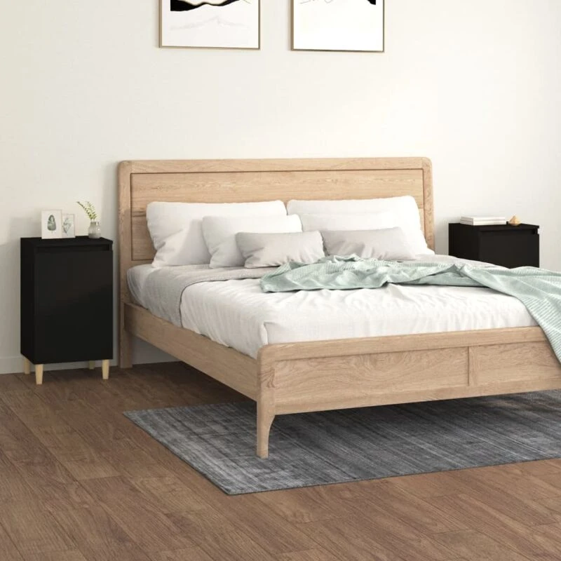 Image of VIDAXL Bedside Cabinets 2 pcs Black 40x35x70cm Engineered Wood Vidaxl 8720845737214