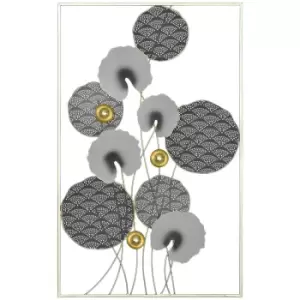 image of HOMCOM 3D Metal Wall Art Leaves For Home Decor Hanging Wall Sculpture Gold