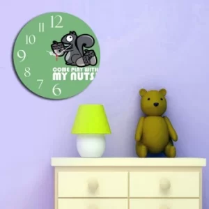 Image of MSCO-8 Multicolor Cartoon Squirrel Decorative MDF Clock