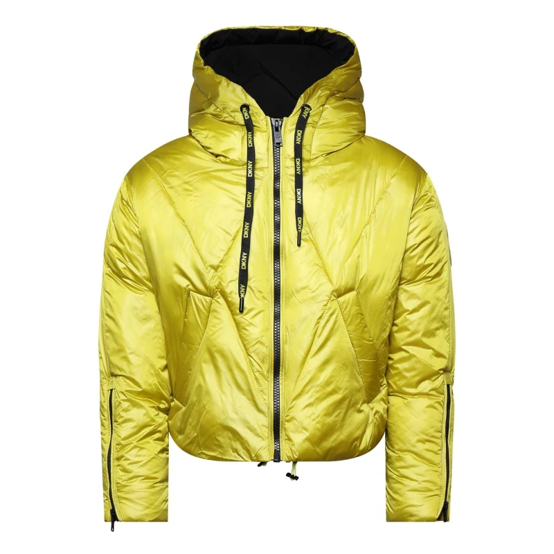 Image of DKNY Cropped Puffer Jacket Yellow female 2XS