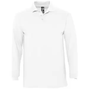 Image of SOLS Mens Winter II Long Sleeve Pique Cotton Polo Shirt (XXL) (White)