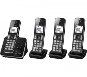 Image of Panasonic KX-TGD324EB Cordless Phone With Answering Machine Quad Handsets