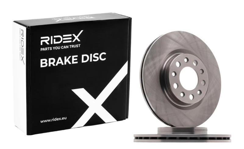 Image of RIDEX 82B0506 Brake disc Rear Axle, Vented, Cast Iron, Uncoated, Untreated, without bolts/screws Cast Iron Brake Disc (82)