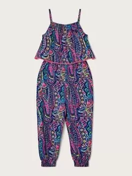 image of Monsoon Girls Paisley Jumpsuit - Blue Size 11-12 Years, Women