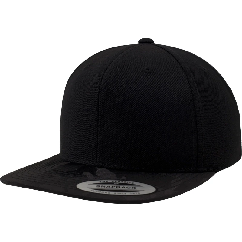 Image of Flexfit Flexfit Camo Visor Snapback Cap in Black One Size Unisex 5057080689613