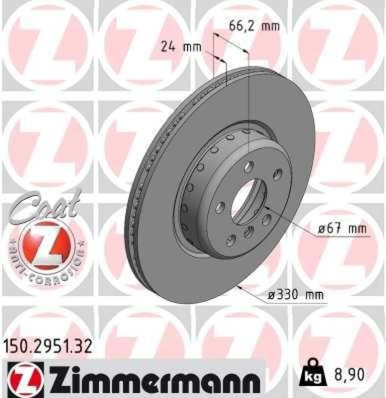 Image of ZIMMERMANN Brake disc ZIMMERMANN 150.2951.32
