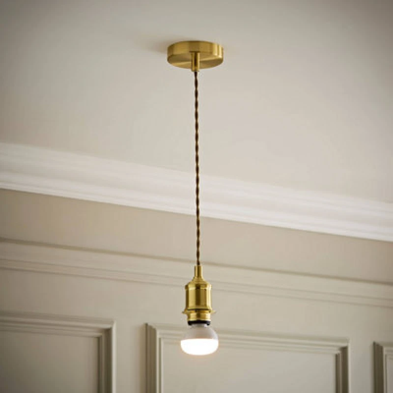Image of Valuelights Shaw Brushed Gold Rechargeable Ceiling Pendant Light Fitting