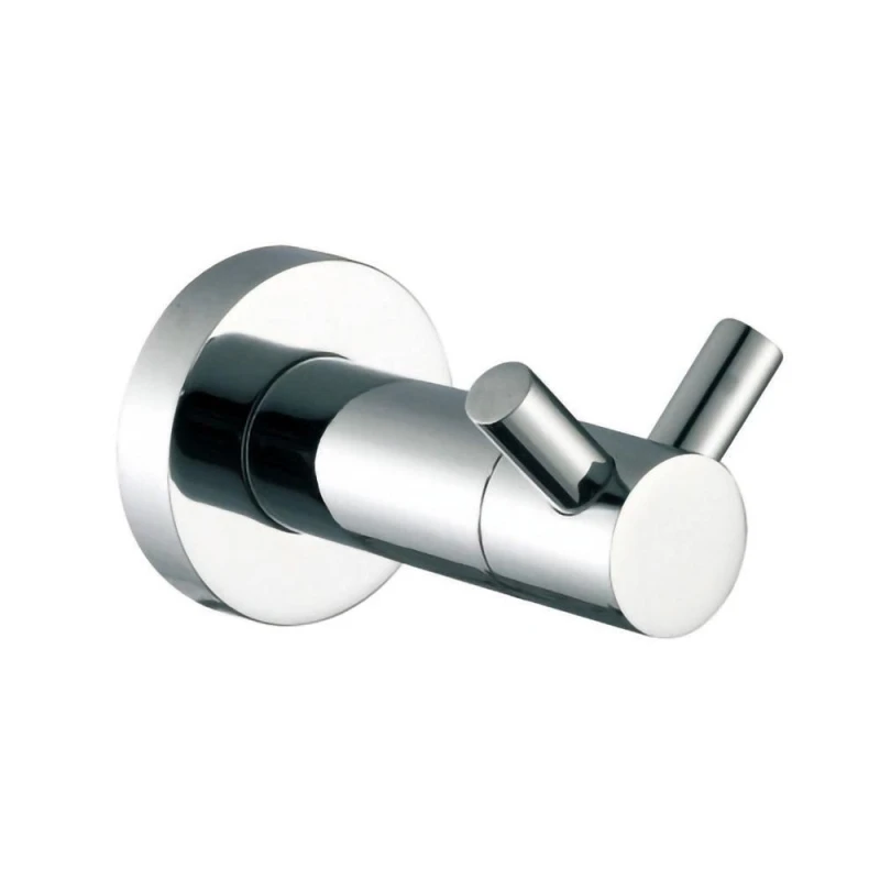 Image of Nes Home Double Robe Hook Chrome Round Silver