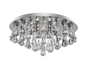 image of 8 Light Ceiling Semi Flush Light Chrome with Diamond Crystals, G9