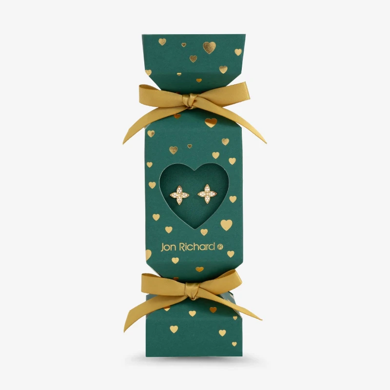 Image of Jon Richard 18K Gold Plated Clover Earrings - Gift Cracker Gold female One Size