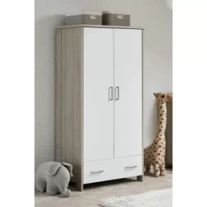 image of Obaby Nika Grey Wash and White Double Wardrobe