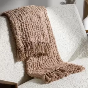 Image of Arvo Woven Tasselled Throw Plaster