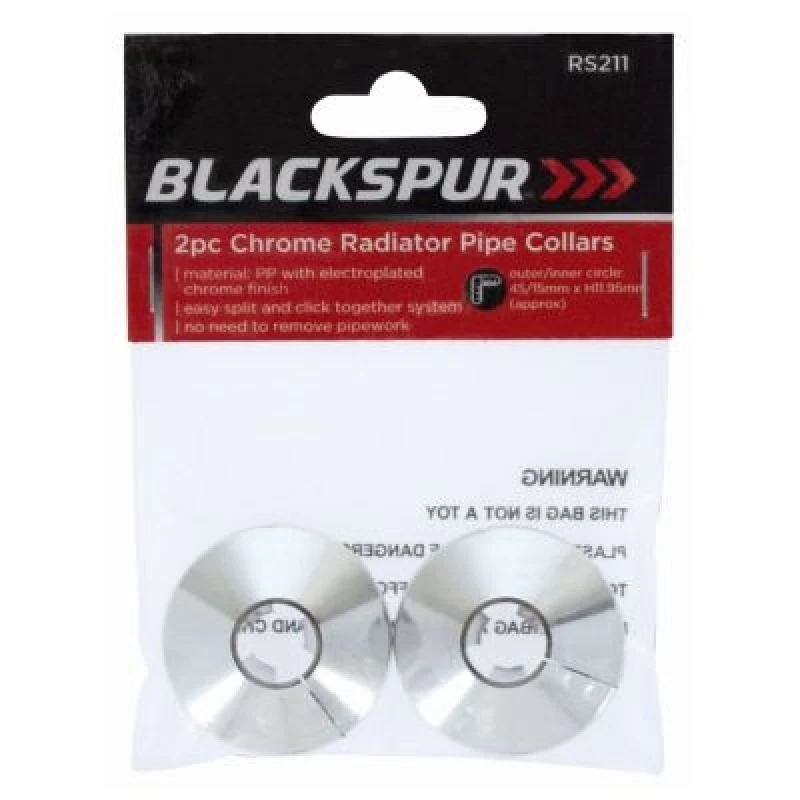 Image of Blackspur 2Pc Chrome Radiator Pipe Collars