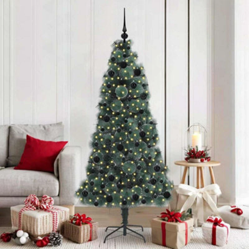 Image of Vidaxl Artificial Pre-Lit Christmas Tree With Ball Set Green 180 Cm