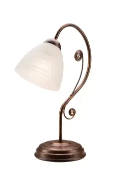 Image of Emilio Table Lamp With Glass Shade, Brown, 1x E27