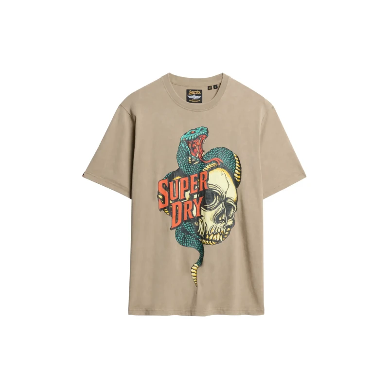 Image of Superdry Graphic oversized T-Shirt Superdry Biker Rock Marron Male S