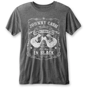 Image of Johnny Cash - The Man in Black Unisex Large T-Shirt - Grey