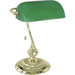 image of EGLO Banker Traditional 90967 Desk lamp HV halogen E-27 60 W Brass, Green