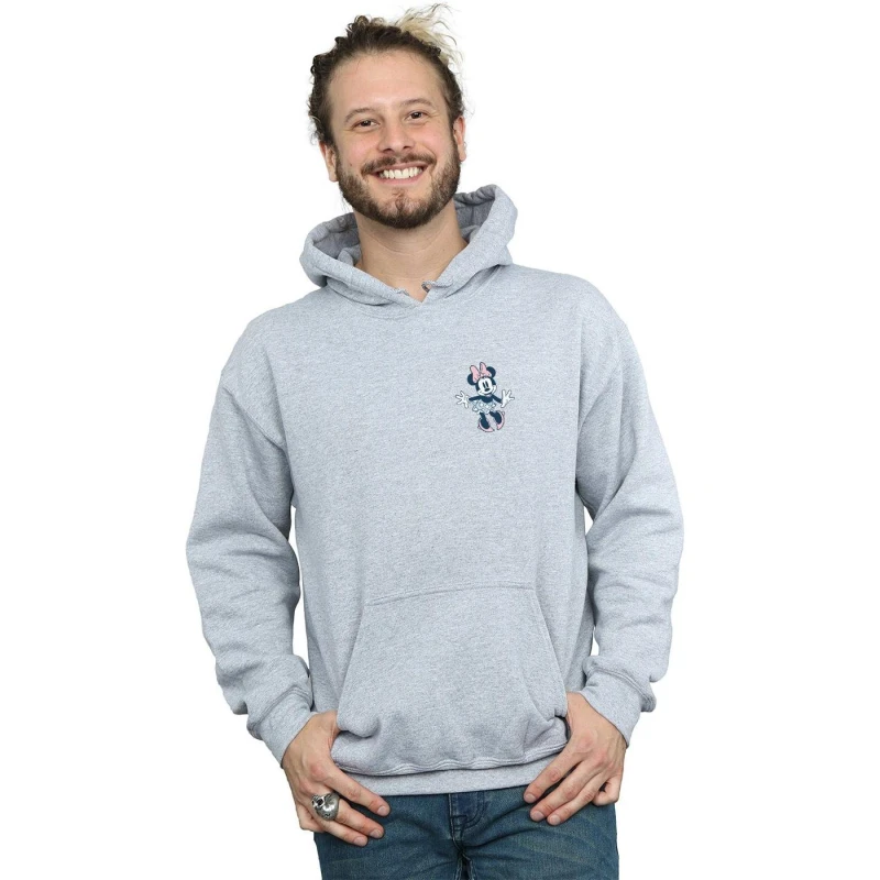 Image of Disney Men Minnie Mouse Dancing Chest Hoodie in Grey Size: Small Grey S Male 5057955017794