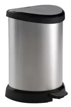 image of Curver Deco Contemporary Metallic Effect Plastic Circular Kitchen Bin, 20L