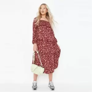 Missguided Maternity floral long sleeve maxi dress - Red