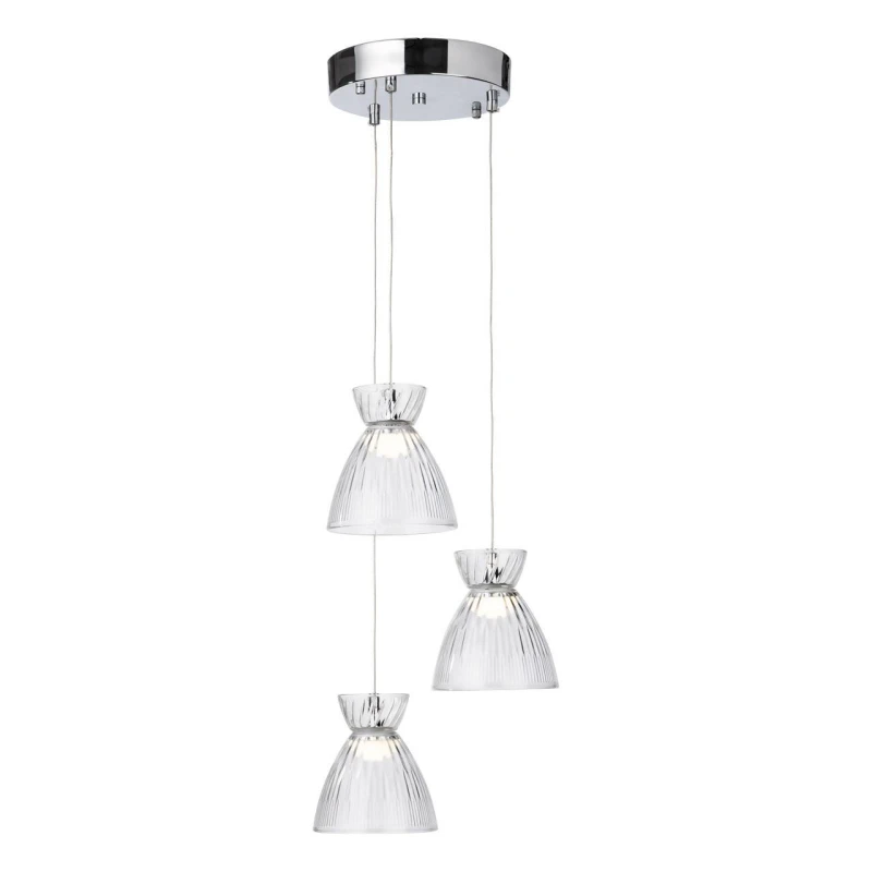 Image of Firstlight LED Royale 3-Light Cluster Pendant Light Warm White 3000K Clear in Chrome