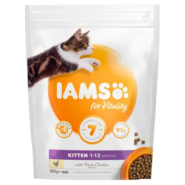 image of Iams Vitality Kitten Chicken Cat Food 800g