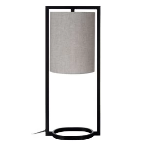 image of Premier Housewares Lara Metal Table Lamp with Grey Fabric Shade