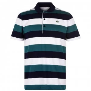 image of Lacoste Short Sleeve Polo Shirt - Wht/Blu/Grn