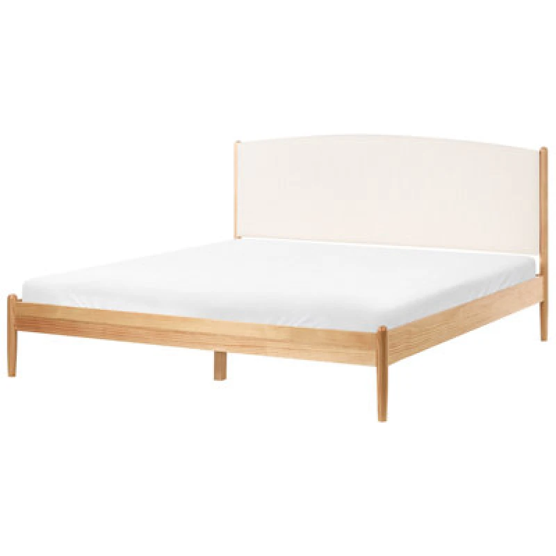 Image of Beliani Bed Pine Wood Clairac 180 X 200 Cm (Eu Super King) Light Brown