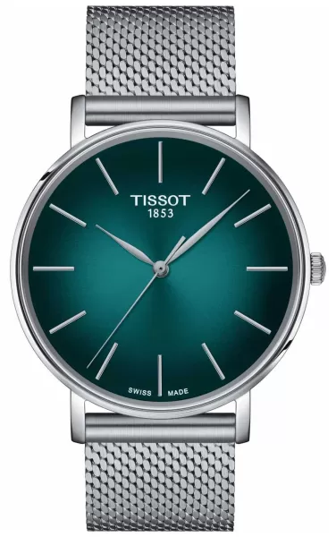 image of Tissot T1434101109100 Mens Everytime Teal Dial Steel Watch