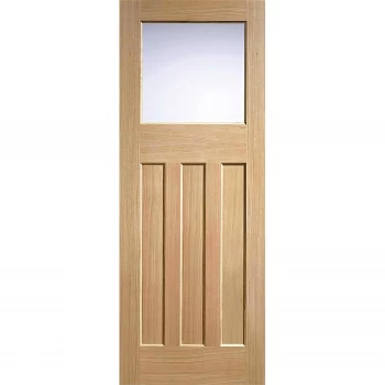 Image of DX30's Style Internal Glazed Unfinished Oak 3 Panel 1 Lite Door - 762 x 1981mm