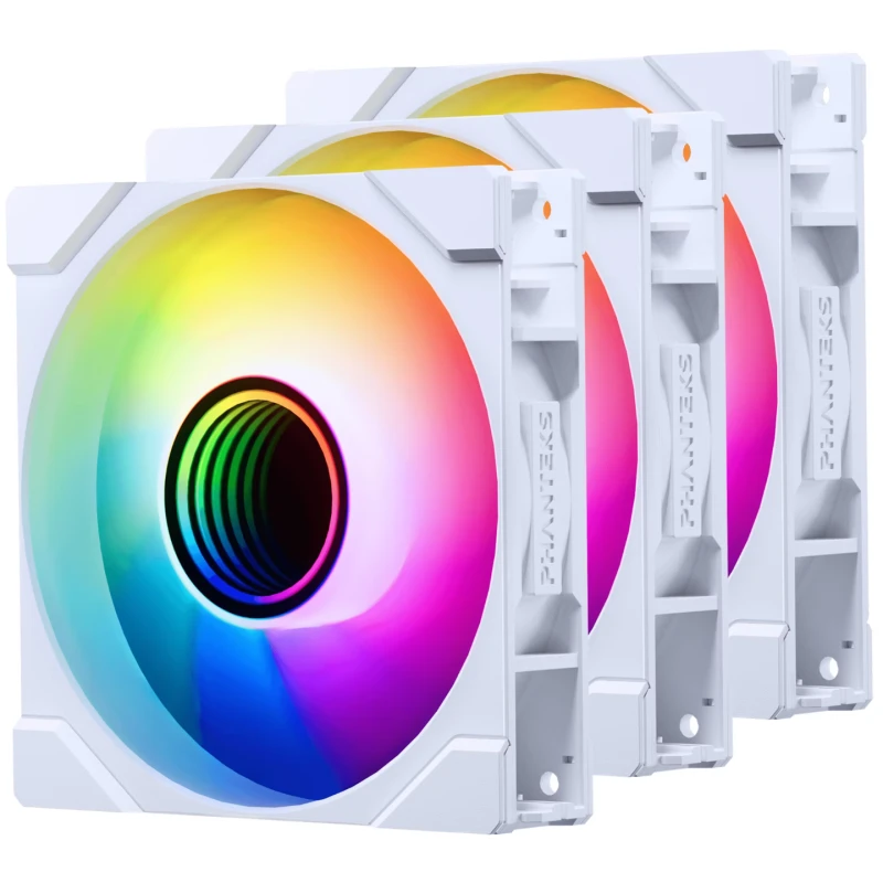 Image of Phanteks M25 Gen2 120mm Reversed Airflow DRGB PWM Triple Fan Pack - White - PH-F120M25R_G2_DWT01_3P